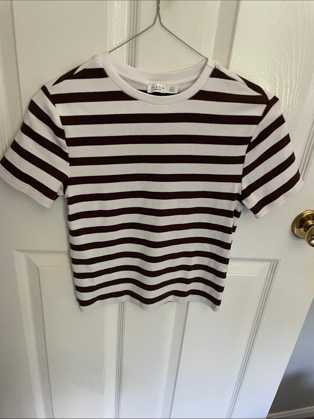 Blenca Brown and White Striped Cotton Tank Top XS-small